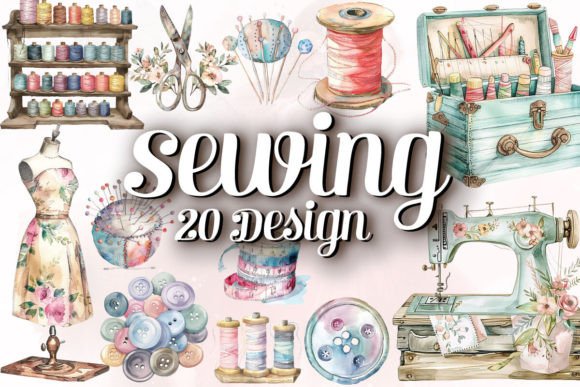 Download Watercolor Sewing Clipart Bundle - Premium Resources
