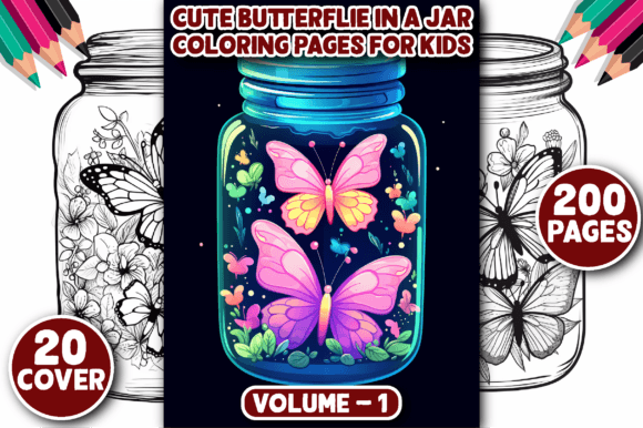 Download 200 Cute Butterflie in a Jar Color Page - Page Collection
