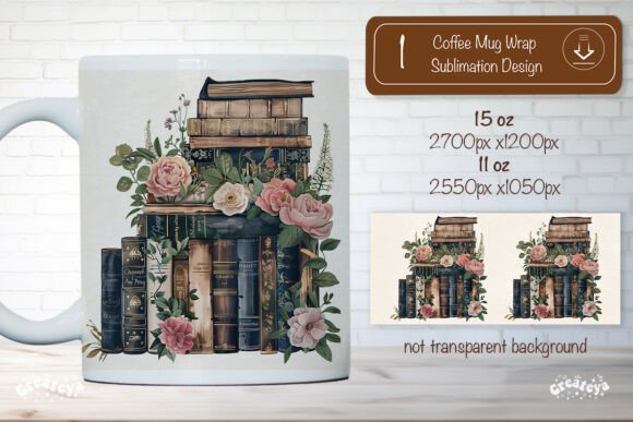 Download Floral Book Lover Mug Png Vintage Design - Premium Resources